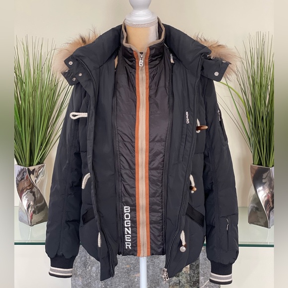 SOLD!!!Bogner Down Ski Fur Trim Jacket 10 / 40 - Picture 6 of 13